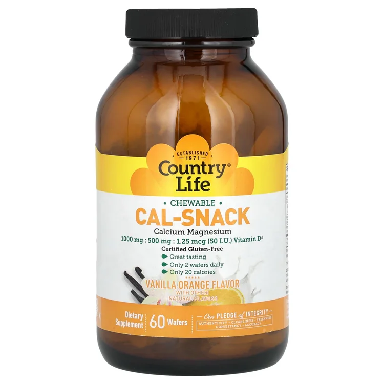 Cal-Snack, Chewable Calcium Magnesium, Vanilla Orange, 60 Wafers image 1