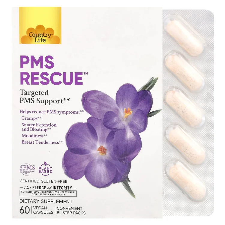 PMS Rescue™, Targeted PMS Support, 60 Vegan Capsules image 1