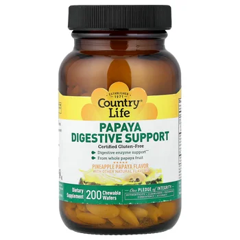Papaya Digestive Support, Pineapple Papaya, 200 Chewable Wafers