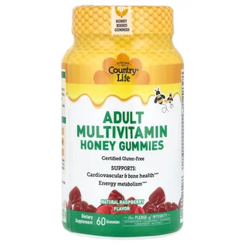 Adult Multivitamin Honey Gummies, Natural Raspberry, 60 Gummies