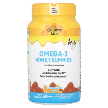 Omega-3 Honey Gummies, Natural Orange, 60 Gummies
