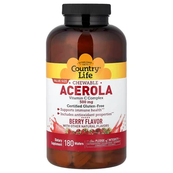 Chewable Acerola, Vitamin C Complex, Berry, 180 Wafers