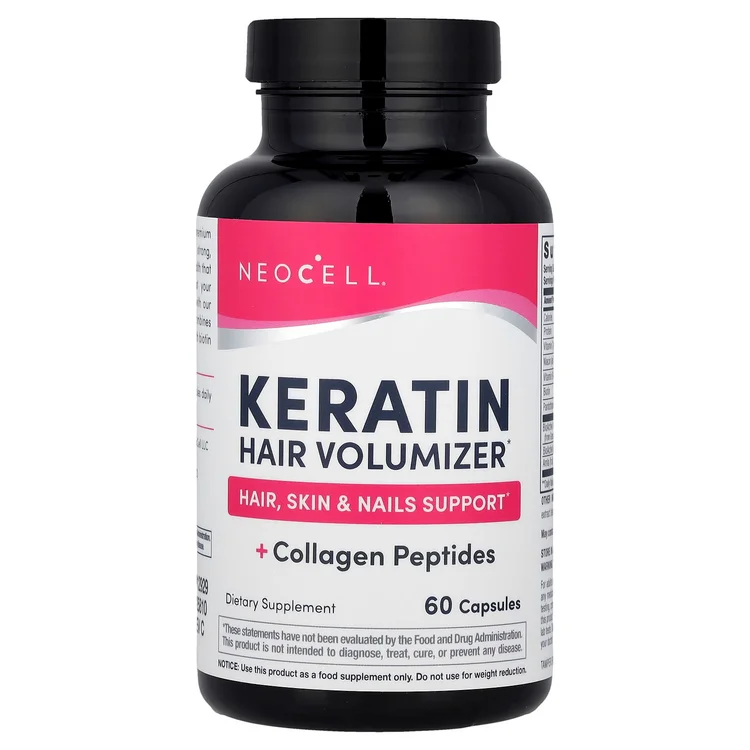 Keratin Hair Volumizer + Collagen Peptides, 60 Capsules image 1