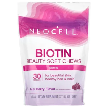 Biotin Beauty Soft Chews,  Acai Berry , 10,000 mcg, 30 Soft Chews