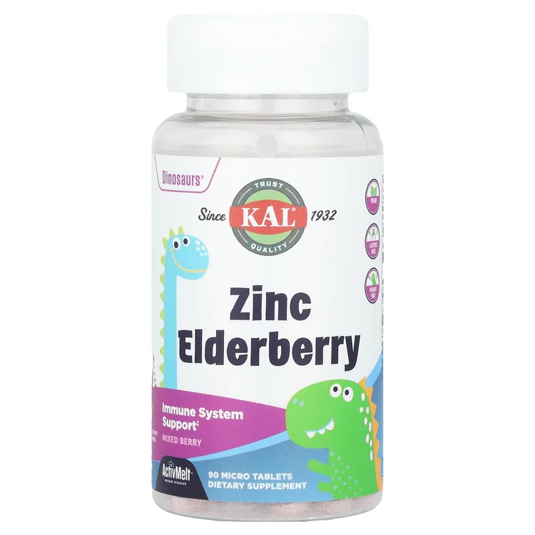 Dinosaurs®, Zinc Elderberry, Mixed Berry, 90 Micro Tablets image 1
