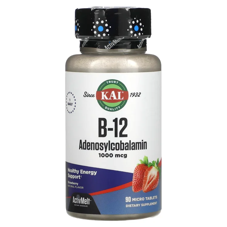 B-12 Adenosylcobalamin, Strawberry, 1,000 mcg, 90 Micro Tablets image 1