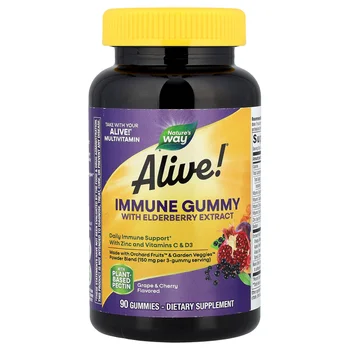 Alive!® Immune Gummy with Elderberry Extract, Grape & Cherry, 90 Gummies