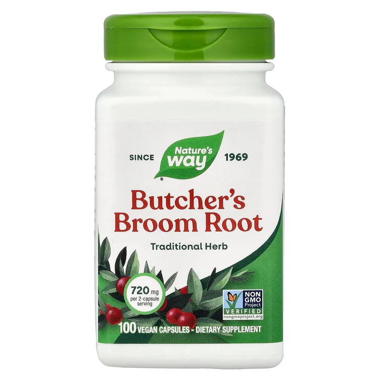 Butcher's Broom Root, 100 Vegan Capsules (360 mg per Capsule) image 1