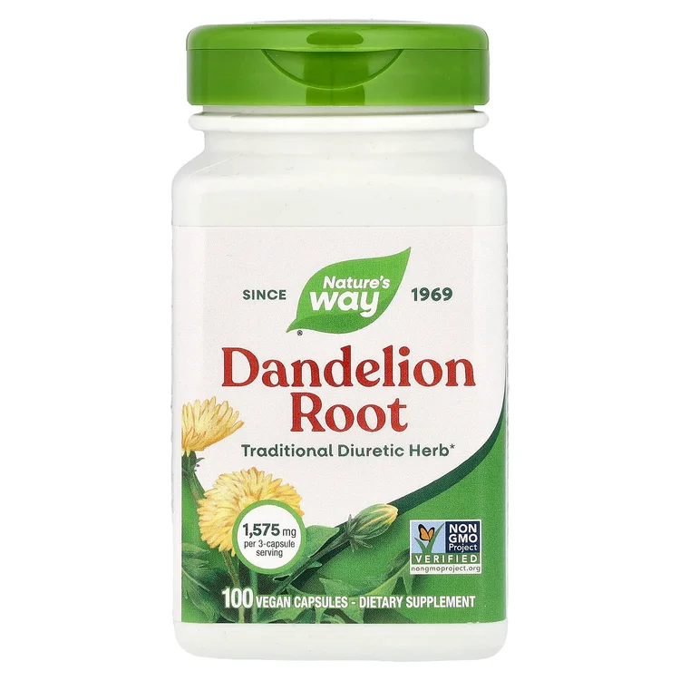 Dandelion Root, 100 Vegan Capsules (525 mg per Capsule) image 1