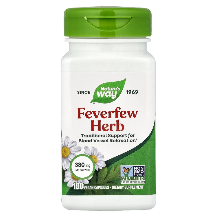 Feverfew Herb, 380 mg, 100 Vegan Capsules image 1
