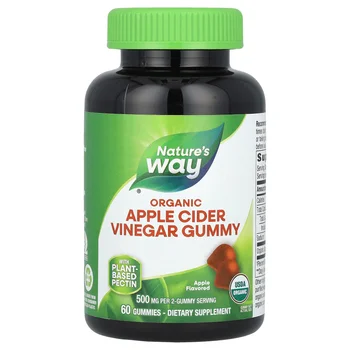 Organic Apple Cider Vinegar Gummies, Apple, 60 Gummies (250 mg per Gummy)