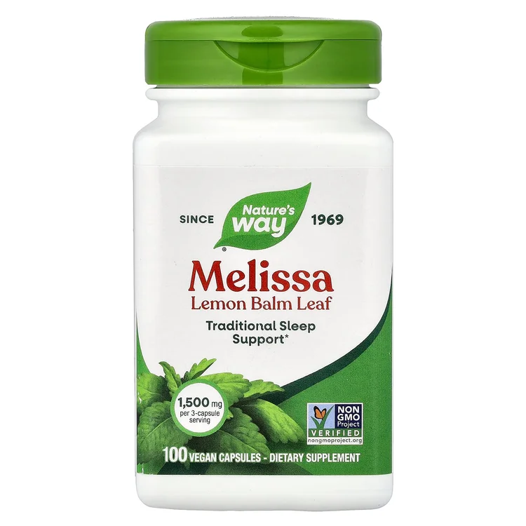 Melissa Lemon Balm Leaf, 100 Vegan Capsules (500 mg per Capsule) image 1