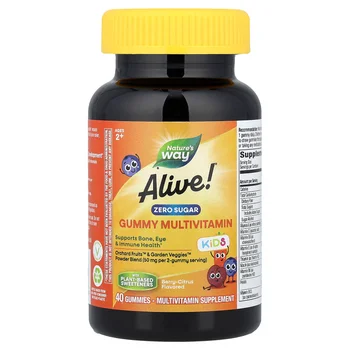 Alive!® Kids, Zero Sugar Gummy Multivitamin, Ages 2+, Berry-Citrus, 40 Gummies