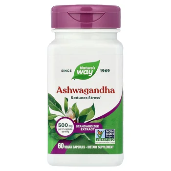 Ashwagandha, Standardized Extract, 500 mg, 60 Vegan Capsules (250 mg Per capsule)
