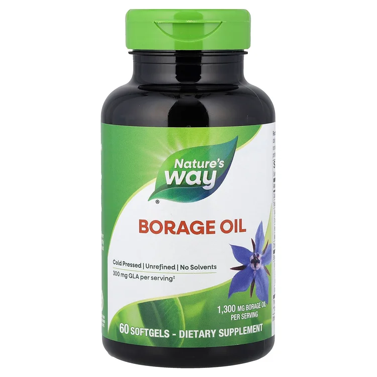 Borage Oil, 1,300 mg, 60 Softgels image 1