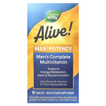 Alive!® Max3 Potency, Men's Complete Multivitamin, 90 Tablets