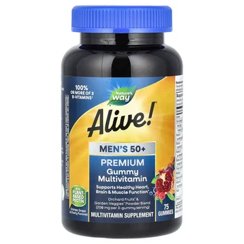 Alive!® Men's 50+ Premium Gummy Multivitamin, Orange, Grape & Cherry, 75 Gummies