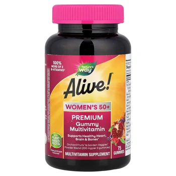 Alive!®, Women's 50+ Premium Gummy Multivitamin, Cherry & Grape, 75 Gummies