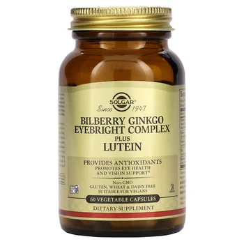Bilberry Ginkgo Eyebright Complex Plus Lutein, 60 Vegetable Capsules