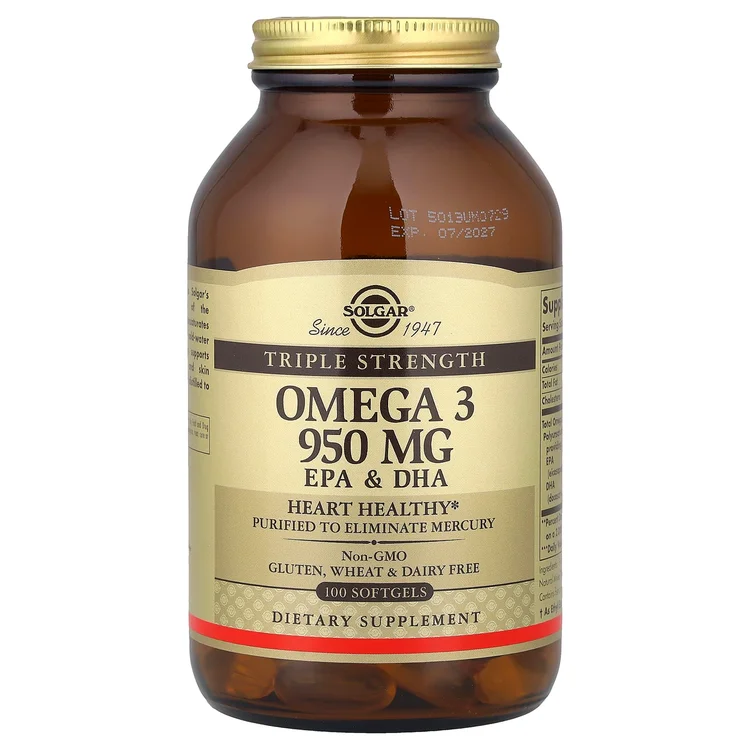 Omega 3, EPA & DHA, Triple Strength, 950 mg, 100 Softgels image 1