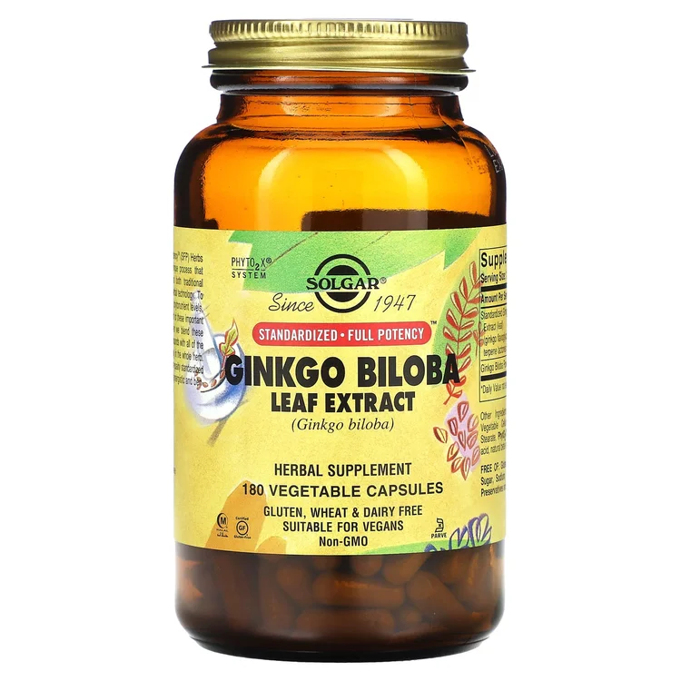 Ginkgo Biloba Leaf Extract, 180 Vegetable Capsules image 1