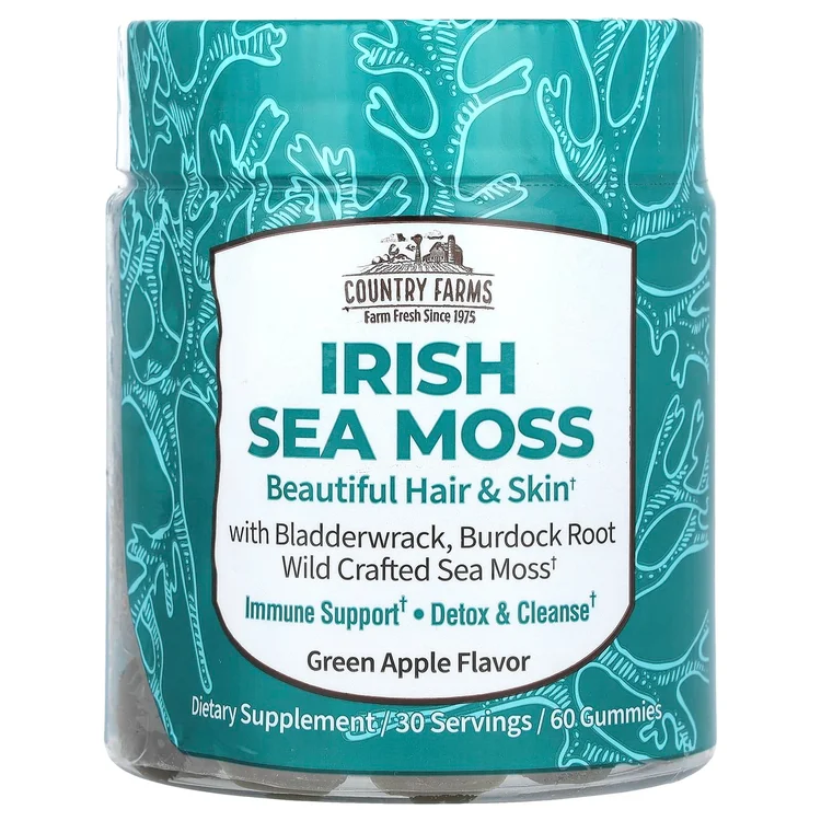 Irish Sea Moss Gummies, Green Apple , 60 Gummies image 1