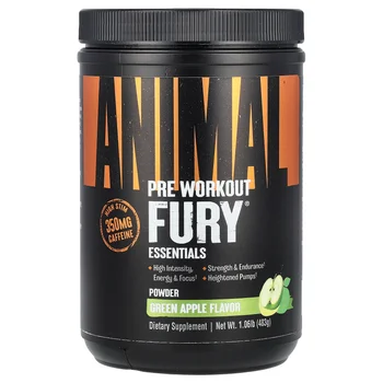 Fury® Essentials, Pre Workout, Green Apple, 1.06 lb (483 g)