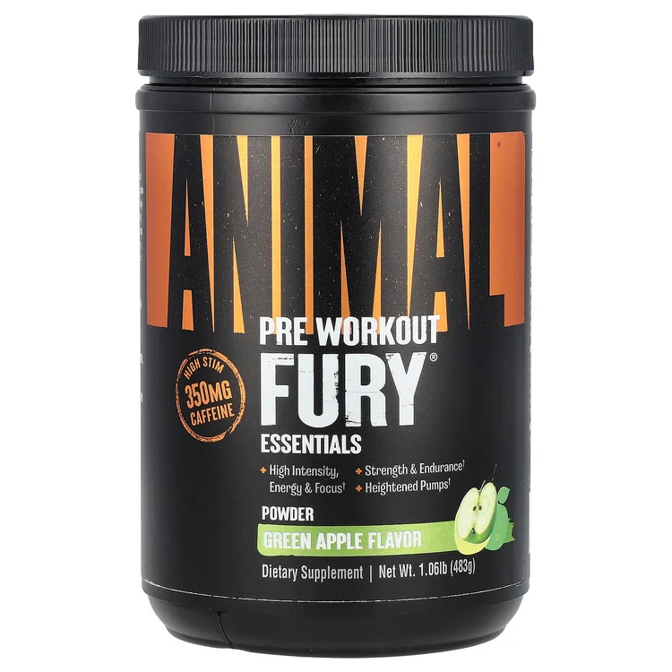 Fury® Essentials, Pre Workout, Green Apple, 1.06 lb (483 g) image 1