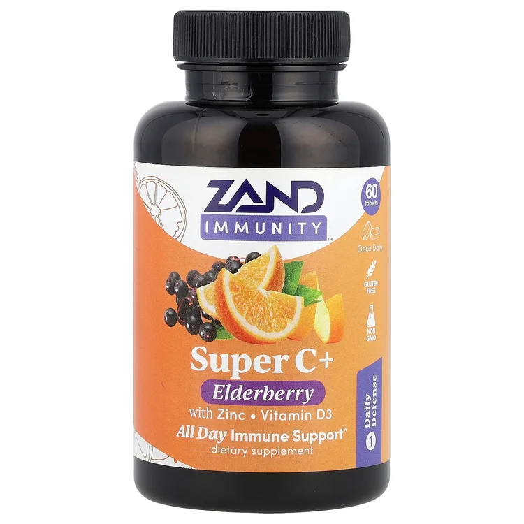 Immunity, Super C+ Elderberry with Zinc, Vitamin D3, 60 Tablets image 1