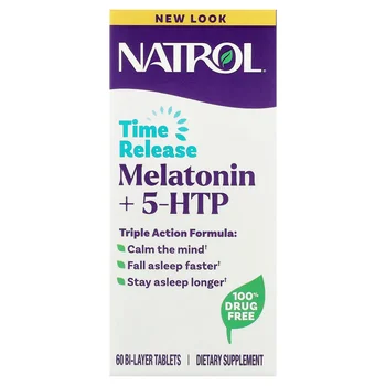 Melatonin + 5-HTP, Time Release, 60 Bi-Layer Tablets