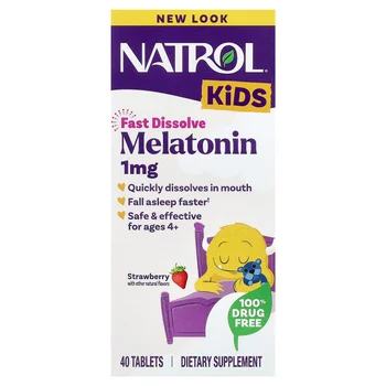 Kids, Melatonin, Ages 4+, Strawberry, 40 Tablets