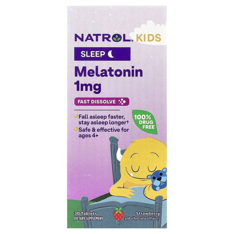 Kids, Melatonin, Ages 4+, Strawberry, 30 Tablets image 1