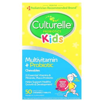 Kids, Multivitamin + Probiotic Chewables, 3+ Years, Natural Fruit Punch, 50 Chewable Tablets