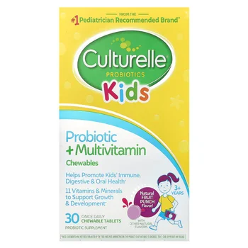 Kids, Probiotic + Multivitamin Chewables, 3+ Years, Natural Fruit Punch, 30 Chewable Tablets