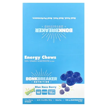 Energy Chews, Blue Razz Berry, 10 Packets, 1.41 oz ( 40 g) Each