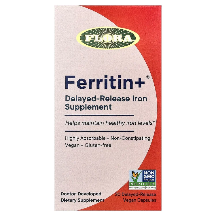 Ferritin +®, 30 Delayed-Release Vegan Capsules (20 mg  per Capsule) image 1