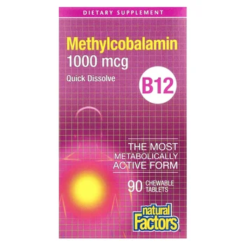 B12, Methylcobalamin, 1,000 mcg, 90 Chewable Tablets