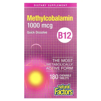 B12, Methylcobalamin, 1,000 mcg, 180 Chewable Tablets