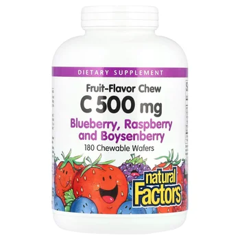 Fruit-Flavor Chew Vitamin C, Blueberry, Raspberry and Boysenberry, 500 mg, 180 Chewable Wafers