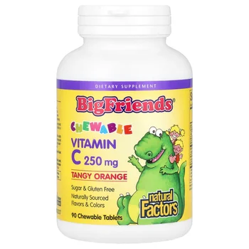 Big Friends, Chewable Vitamin C, Tangy Orange, 250 mg, 90 Chewable Tablets