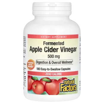 Fermented Apple Cider Vinegar, 500 mg, 180 Easy to Swallow Capsules