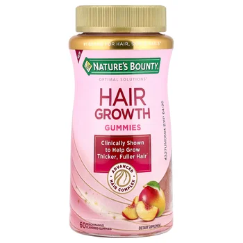 Hair Growth Gummies, Peach Mango, 60 Gummies