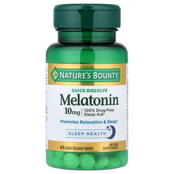 Melatonin, Natural Cherry, 10 mg, 45 Quick Dissolve Tablets