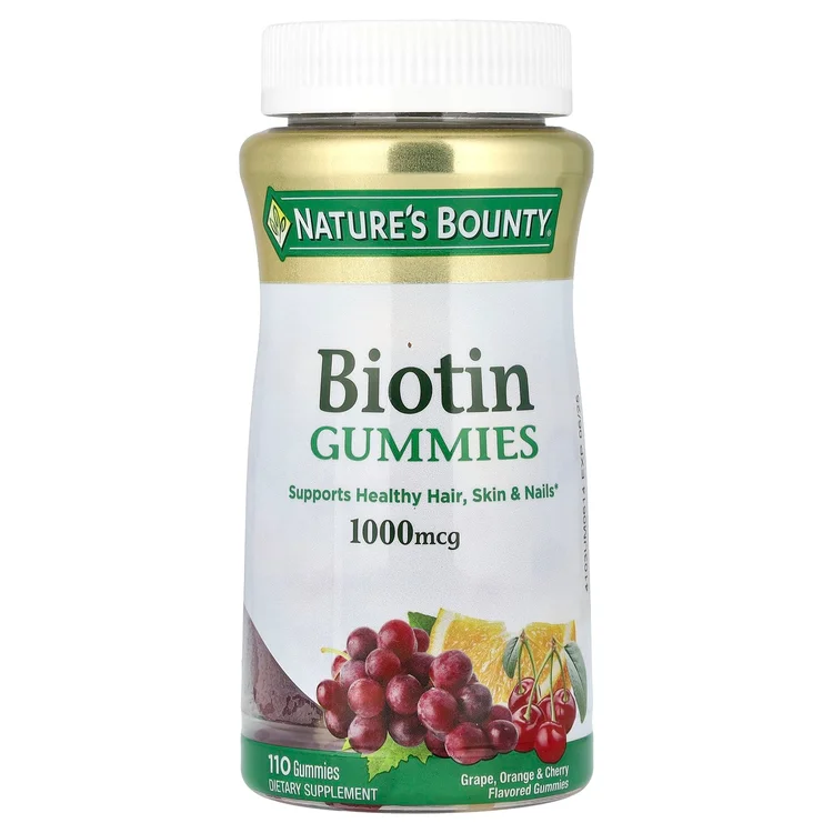 Biotin Gummies, Grape, Orange & Cherry, 1,000 mcg, 110 Gummies image 1