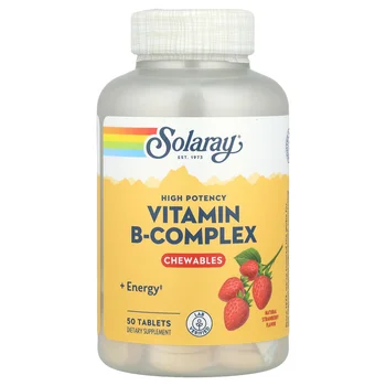 High Potency Vitamin B-Complex Chewables, Natural Strawberry, 50 Tablets