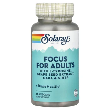 Focus For Adults with L-Tyrosine, Grape Seed Extract, Gaba & 5-HTP, 60 VegCaps