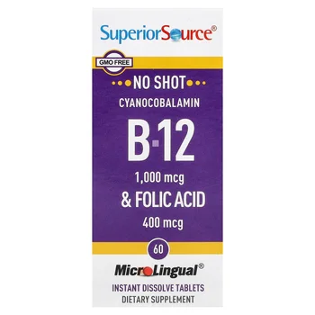 Cyanocobalamin B-12  & Folic Acid, 60 MicroLingual Instant Dissolve Tablets