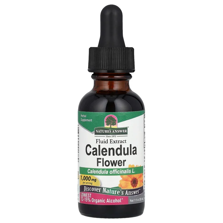 Calendula Flower, Fluid Extract, Lowest Alcohol, 1,000 mg, 1 fl oz (30 ml) image 1
