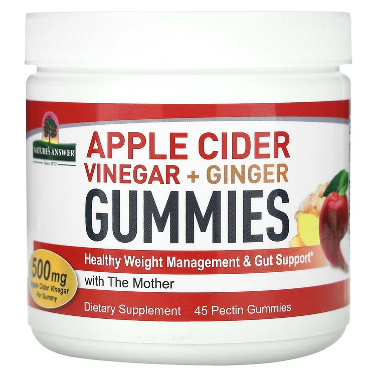 Apple Cider Vinegar + Ginger Gummies with The Mother, 500 mg, 45 Pectin Gummies image 1