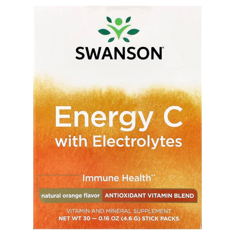 Energy C with Electrolytes, Natural Orange, 30 Stick Packs, 0.16 oz (4.6 g) Each image 1